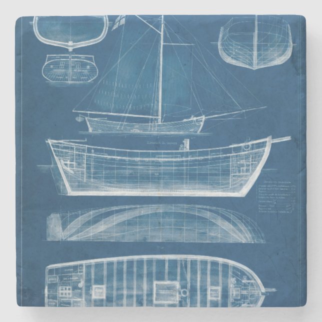 Posavasos De Piedra Antiguo plan de barco II (Anverso)