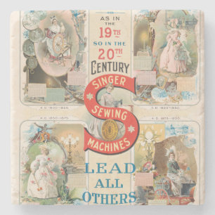 Posavasos De Piedra Anuncio de máquina de coser de cantante vintage