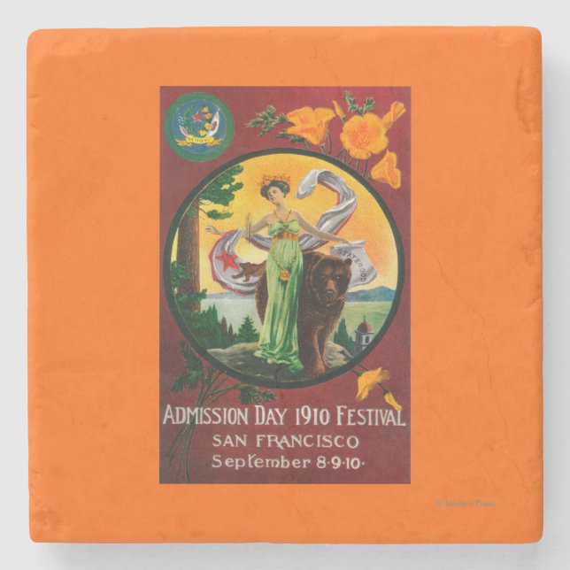 Posavasos De Piedra Anuncio del día de admisión, festival del estado (Anverso)