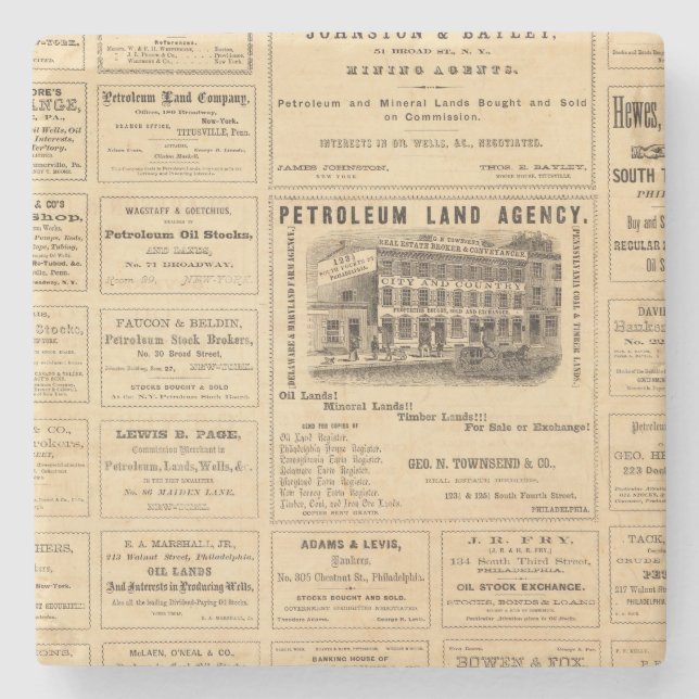 Posavasos De Piedra Anuncios del aceite de Nueva York y de (Anverso)