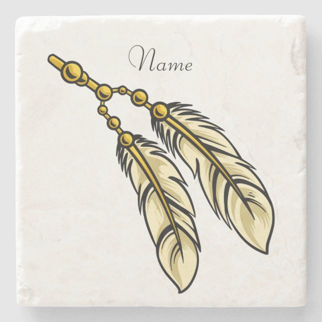 Posavasos De Piedra Apache Feathers Thunder_Cove (Anverso)