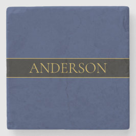 Posavasos De Piedra Apellido o empresa Navy Blue & Gold Name