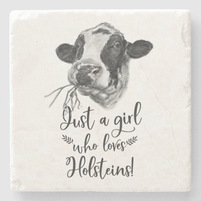 Posavasos De Piedra Apenas un chica que ama las vacas de Holstein (Anverso)