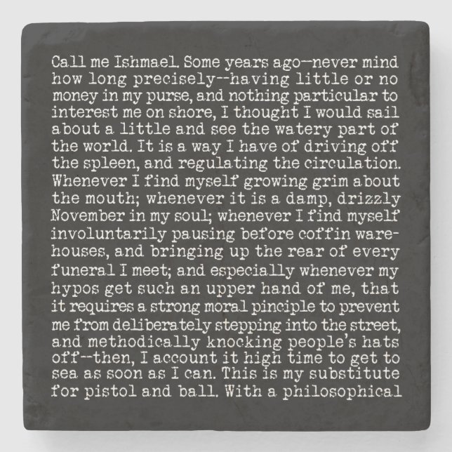 Posavasos De Piedra Apertura de Moby Dick por Herman Melville (Anverso)