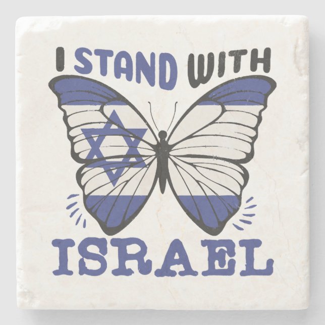 Posavasos De Piedra Apoyar a Israel - Yo apoyo a Israel (Anverso)