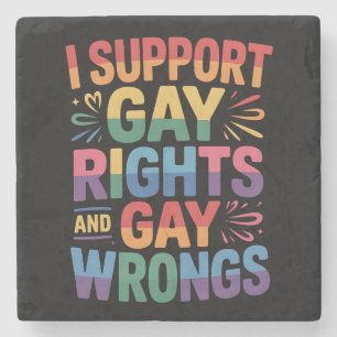Posavasos De Piedra Apoyo los derechos y los errores gays Aliado LGBTQ