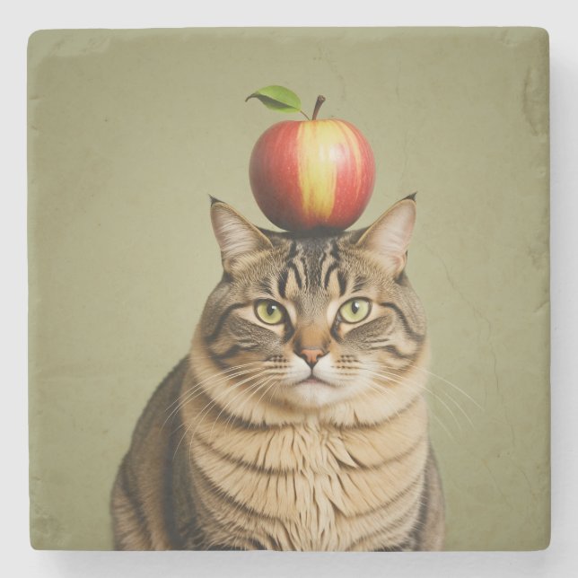 Posavasos De Piedra Apple Cat (Anverso)