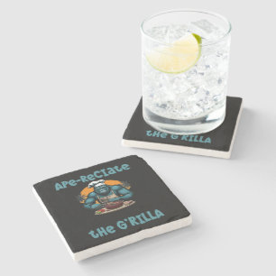 Posavasos De Piedra Aprecia al Maestro G'rilla Parrillero de BBQ Diver