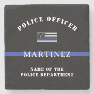 Posavasos De Piedra Apreciación del personalizado Thin Blue Line Polic