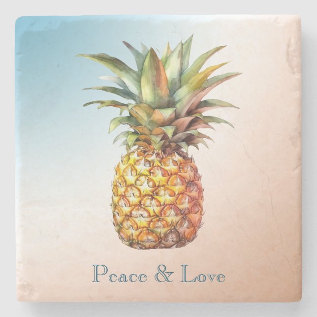 Posavasos De Piedra Aqua Cream Happy Tropical Pineapple (Anverso)