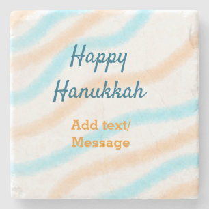 Posavasos De Piedra Aqua naranja feliz Hanukkah agregar mensaje de tex