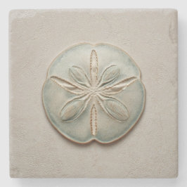 Posavasos De Piedra Aqua Sand Dollar Coastal