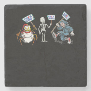 Posavasos De Piedra Araña Calavera muerta corriendo Skeleton Snowman