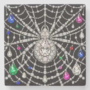 Posavasos De Piedra Araña Glamurosa diseño de Diamantes con Joyas