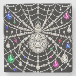 Posavasos De Piedra Araña Glamurosa diseño de Diamantes con Joyas