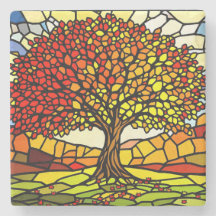 Árbol de la Vida Mosaico de Vidrio Roto Colores de