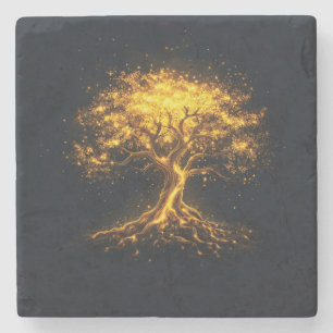 Posavasos De Piedra Árbol de la Vida Resplandeciente – Místico y Encan