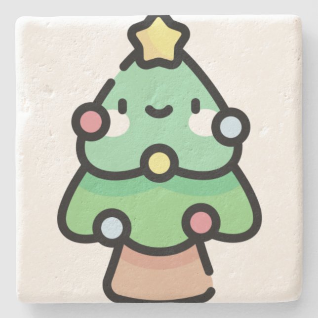 Posavasos De Piedra árbol de navidad (Anverso)