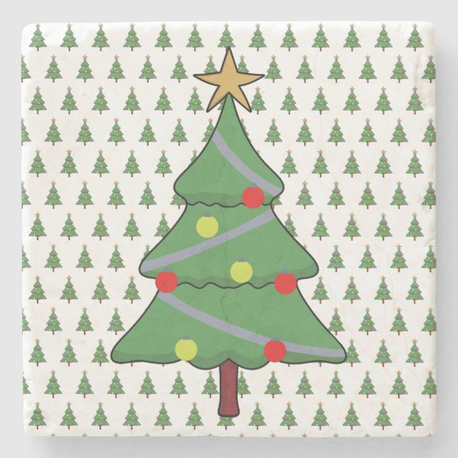Posavasos De Piedra Árbol de Navidad Adorable (Anverso)