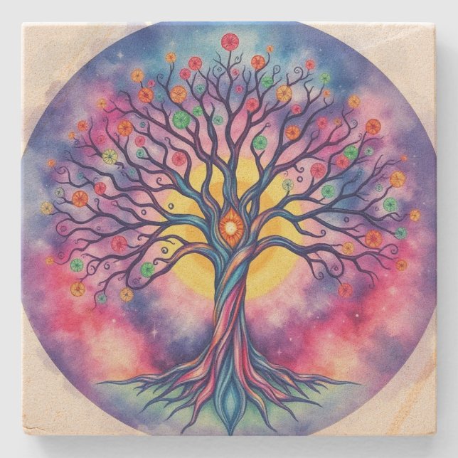 Posavasos De Piedra Árbol de vida (Anverso)