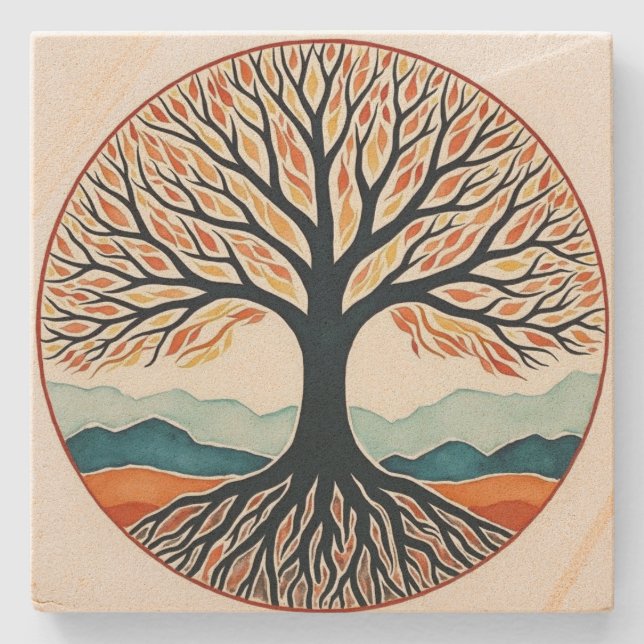 Posavasos De Piedra Árbol de vida (Anverso)