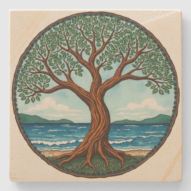 Posavasos De Piedra Árbol de vida (Anverso)