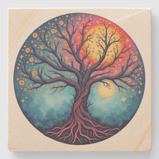 Posavasos De Piedra Árbol de vida (Anverso)