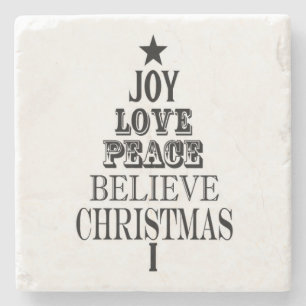 Posavasos De Piedra árbol moderno de la palabra del navidad del