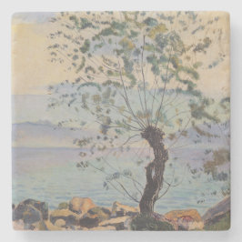 Posavasos De Piedra Árbol silvestre junto al lago (paisaje suizo)