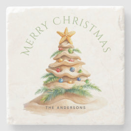 Posavasos De Piedra Árbol tropical de Navidad personalizado