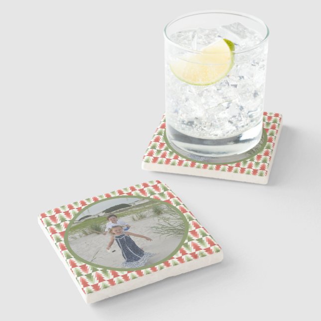 Posavasos De Piedra Arboleda Geométrica de Navidad (Lateral)