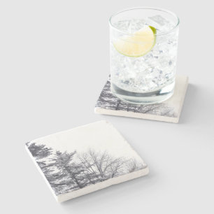 Posavasos De Piedra Árboles cubiertos de nieve: Vertical