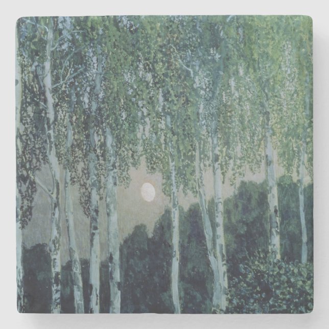 Posavasos De Piedra Árboles de abedul (Anverso)