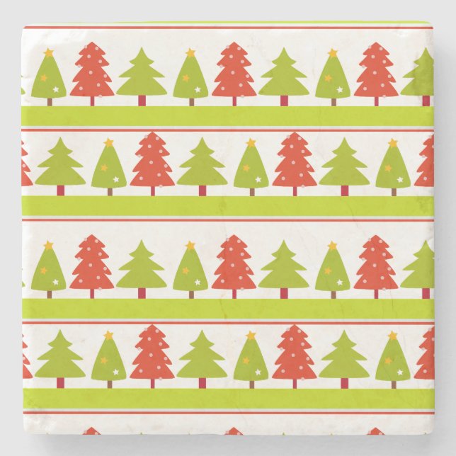 Posavasos De Piedra Árboles de Navidad diseñados (Anverso)
