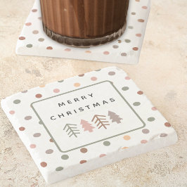 Posavasos De Piedra Árboles de Navidad y puntos Boho Merry