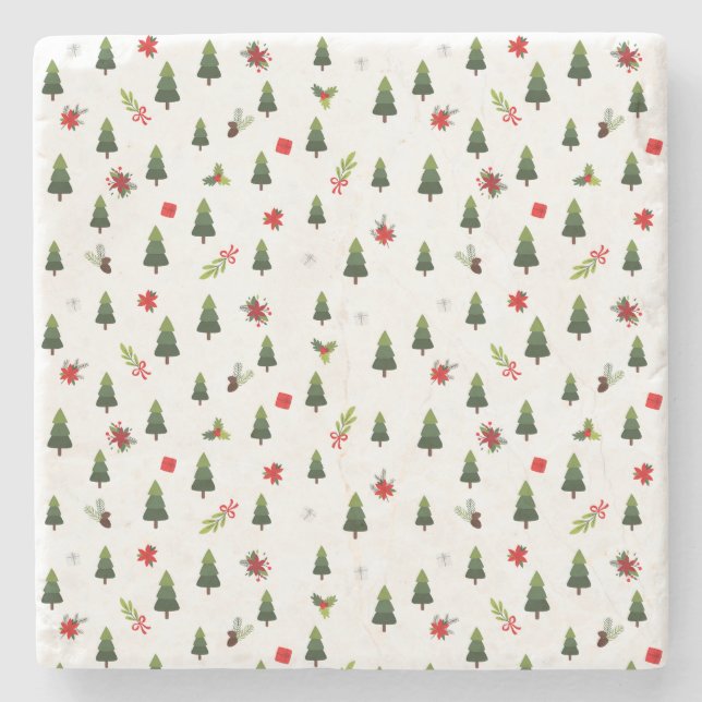 Posavasos De Piedra Árboles y arcos de Navidad (Anverso)