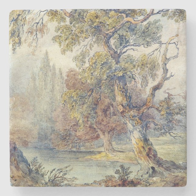 Posavasos De Piedra Árboles y estanques (por John Ruskin) (Anverso)