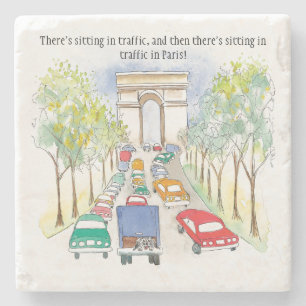 Posavasos De Piedra Arc de Triomphe Paris Whimsical Watercolor Art