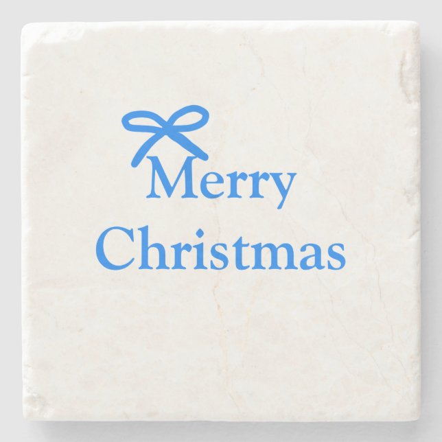 Posavasos De Piedra Arco azul alegre Navidad regalos familiares simple (Anverso)