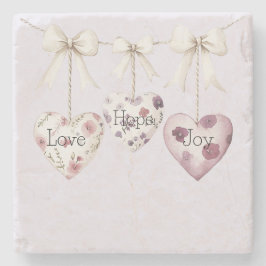 Posavasos De Piedra Arco de corazones de flores inspiracionales de amo