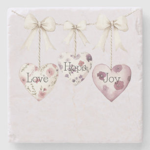 Posavasos De Piedra Arco de corazones de flores inspiracionales de amo