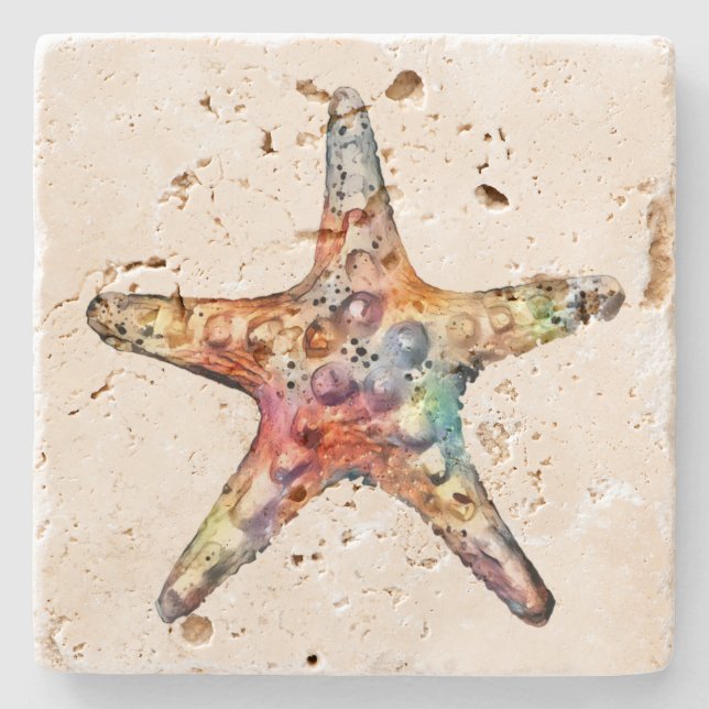 Posavasos De Piedra Arco iris de las estrellas de mar (Anverso)