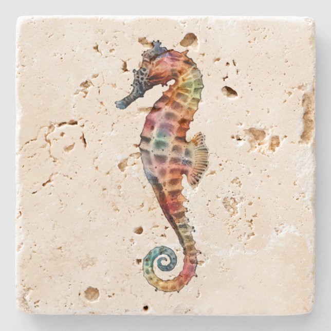 Posavasos De Piedra Arco iris del Seahorse (Anverso)