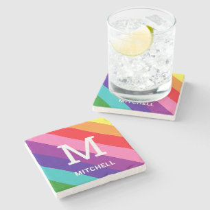 Posavasos De Piedra Arcoiris 8 Stripe Gay Prige Personalizado Monogram