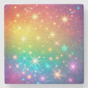 Posavasos De Piedra Arcoíris colorido estrella espacio