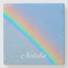 Posavasos De Piedra Arcoiris real natural personalizado