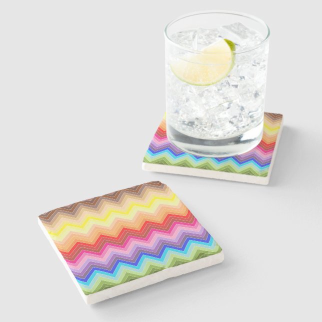 Posavasos De Piedra Arcoíris Zig Zag (Lateral)