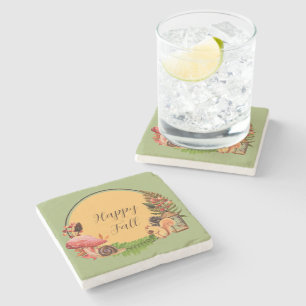 Posavasos De Piedra Ardilla y naturaleza con texto personalizable