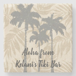 Posavasos De Piedra Areca Palms Coordenadas Tropicales Hawaianas Vinta