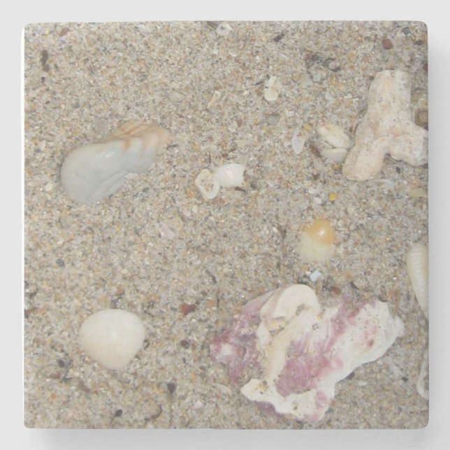 Posavasos De Piedra Arena de playa de Fort Lauderdale, conchas (Anverso)